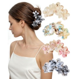 Hair Clip 4 Pieces, Flower Hair Clips, Large Hair Clips, Women's Thin Hair, Hawaiian Flower Clip, 9.5 cm Hair Accessories for Thick Hair, Hair Clips for Women with Strong Hold Colourful