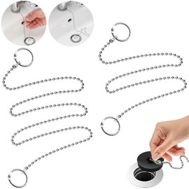 Bath Stopper Chain, Rubber Stopper Set, Set of 2, Bath Stopper, Total Length 23.6 / 31.5 inches (60/80 cm), 2 Different Sizes, Double Rings on Both Ends, Rubber Stopper for Baths, Easy Disassembly