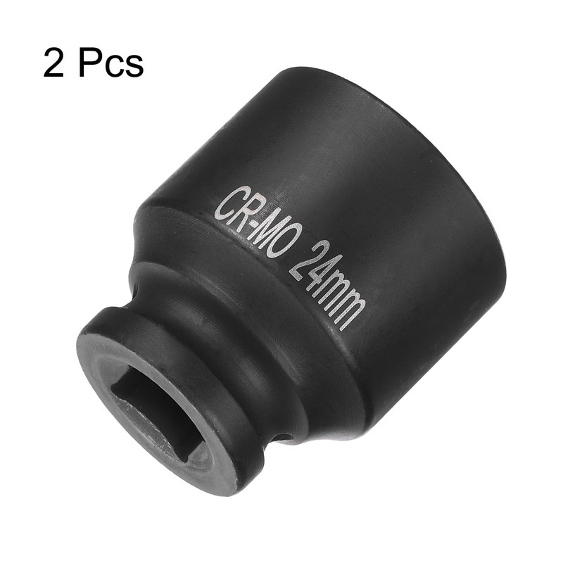 sourcing map 2pcs 4 Point Square Socket 1/2" Drive 24mm