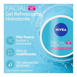 NIVEA Gel Facial Refrescante Cuidado Facial (200 ml) con Ácido Hialurónico Efecto Mate, 24 horas de humectación para un piel fresca, suave y luminosa 