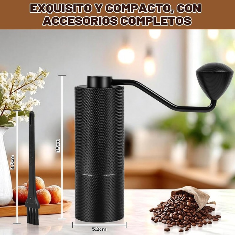 Molino de Café Manual, Molinillo de Cafe de Acero Inoxidable,