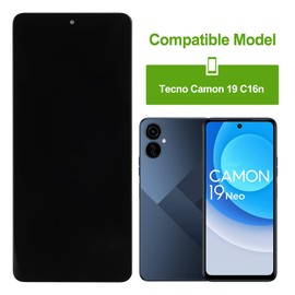 LCD Digital Display Replacement Compatible with Tecno Camon 19 C16n (Black Without Frame) LCD Display Touch Screen Digitizer Assembly with Repair Tools