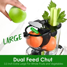 Cold Press Juicer Machines, Kitchen in the Box Slow Masticating Juicers Machine,3.26inch Large Wide Feed Chute Fit Whole Fruits & Vegetables,BPA Free,Easy to Clean (Bright Silver)
