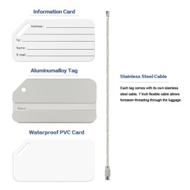 Aluminum Luggage Tags, Luggage Tag Holders for Travel Luggage Baggage Identifier by Ovener (5Pack Silver)