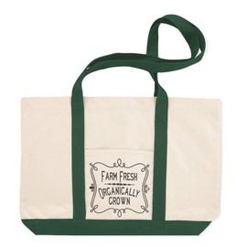 Canvas Shopping Tote Bag Farm Fresh Organically Grown Home & Hearth Barns Organic Beach Bags for Women Barns & Farms Gifts Green Design Only