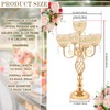 Crystal Candelabra Centerpiece, 5-Light Gold Metal Stand with Hanging Crystals,