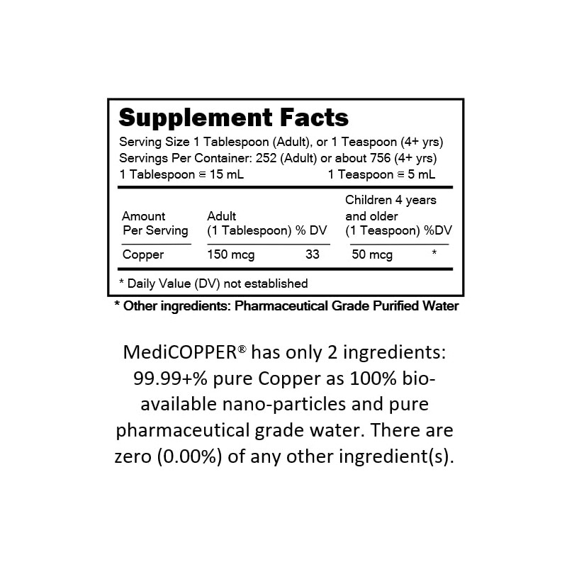 MediCOPPER True Colloidal Copper Dietary Supplement - 1 US Gallon
