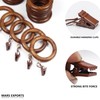 12 Pieces Curtain Rings with Clips Wooden for 1 inch