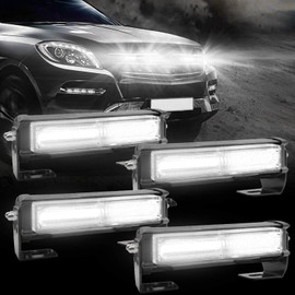 EASE2U E Emergency Strobe Lights for Vehicle, 4 in 1 LED 32W Surface Mount Emergency Warning Hazard Flashing Strobe Light Bar, Roof and Side Installation for Off Road Vehicle, ATVs, Truck (White)