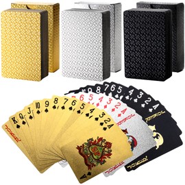 Suwimut 6 Pack Playing Cards, Waterproof Plastic Playing Cards Premium Foil Standard Index Deck of Cards for Adults Seniors, Trick Card for Table, Pool Game, Beach Trip, Camping, Party