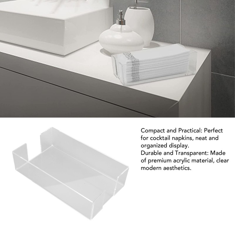 Napkin Tray Storage Holder Transparent Acrylic Modern 9.5x5.5x2.5in Large Capacity