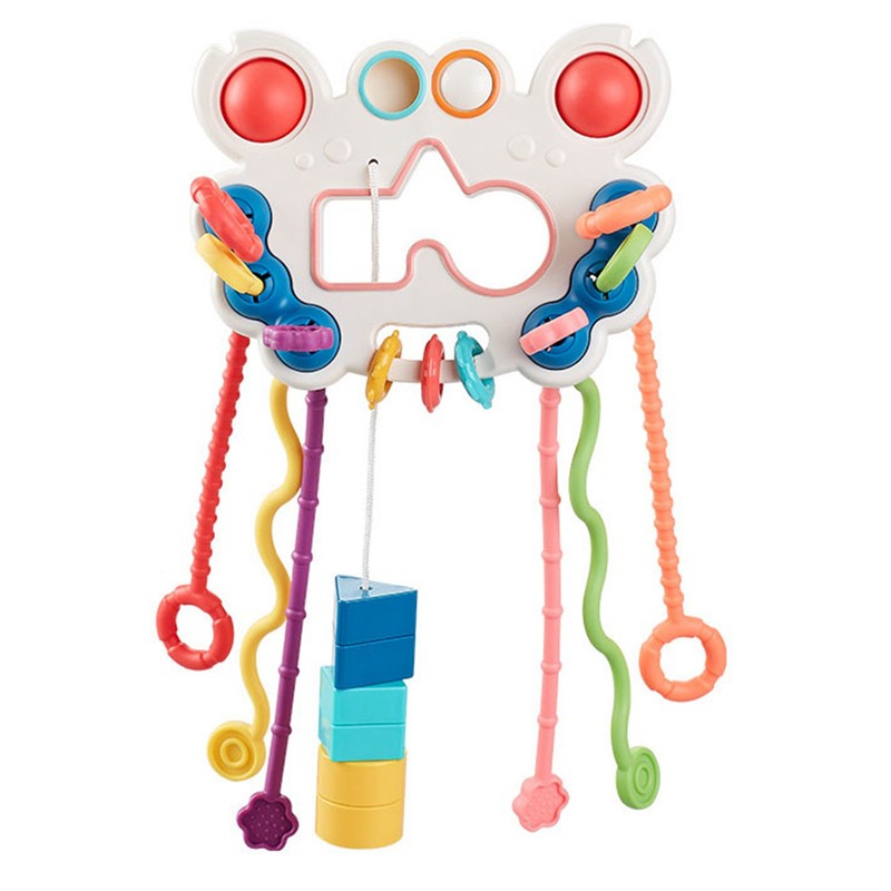 Baby Pull String Toys Silicone Travel Pull String Activity Sensory