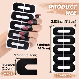 Mxxipp 50pcs Nail Polish Protector, U-Shaped PET Nail Guards, Peel off Cuticle Protector for Nail Art Painting Polish- Black