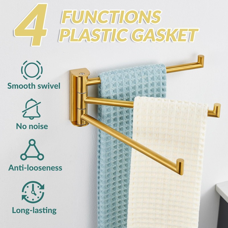 APLusee Swivel Towel Rack for Bathroom Door Wall Mounted, Swivel