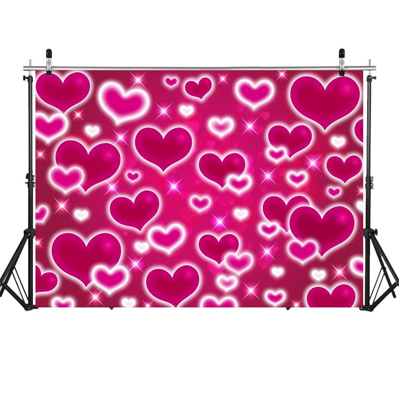Heart Shape Backdrop Valentines Day Decoration 7x6ft Early 2000s Photography