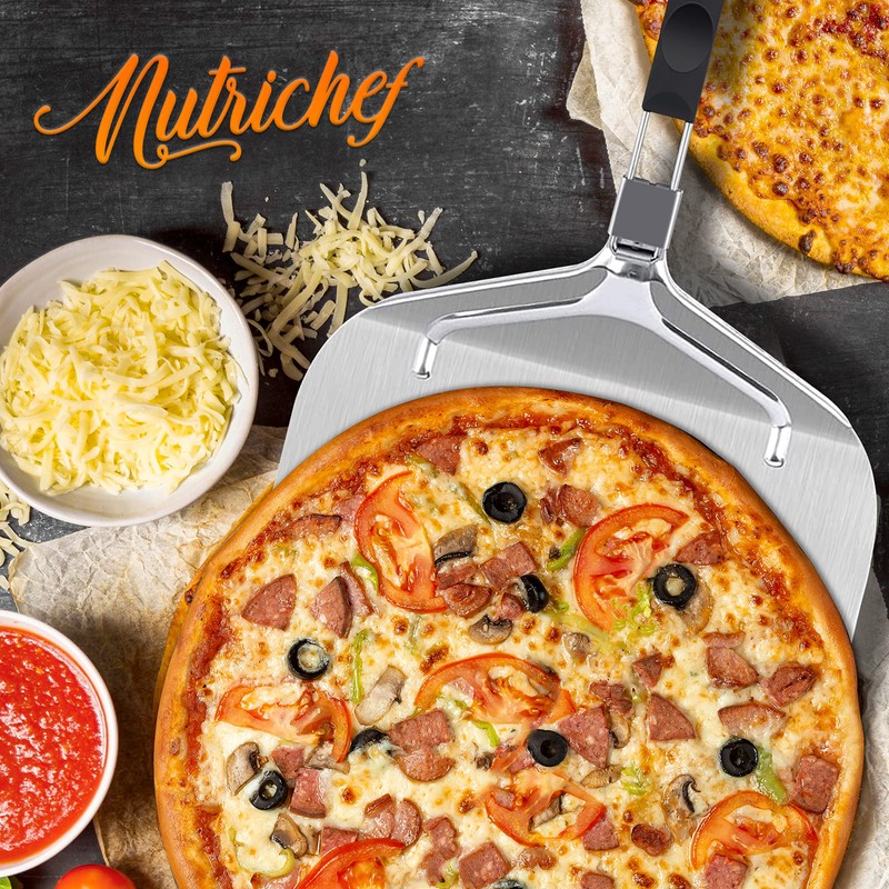 NutriChef Nonstick Pizza Peel - 16" x 12" Aluminum Pizza
