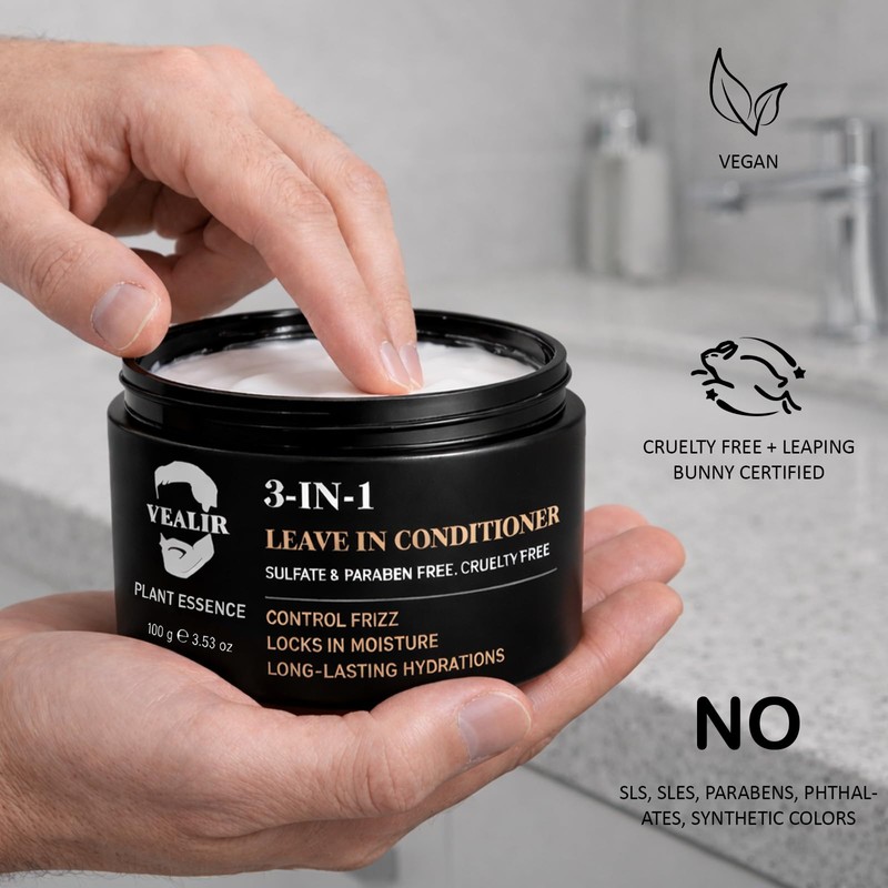 YEALIR Leave In Conditioner for Men, Frizz Control Hair Moisturizer,