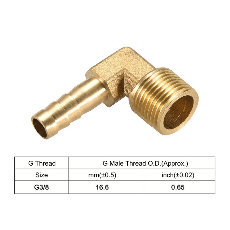 sourcing map Brass Barb Hose Fitting, 90 Degree Elbow 8mm
