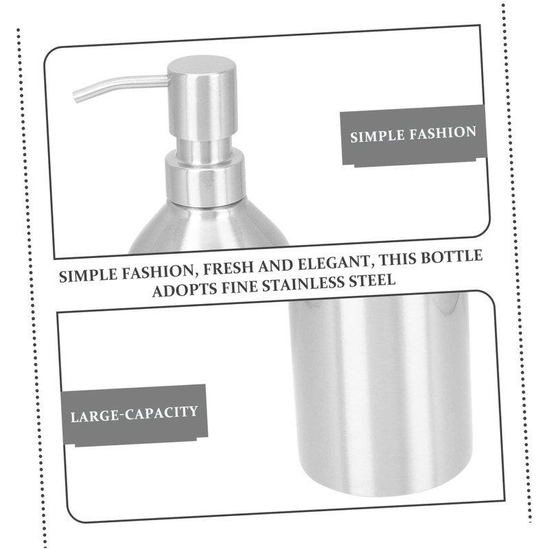 Ciieeo Stainless Steel Soap Dispenser Shampoo Pump Bottle Laundry Liquid