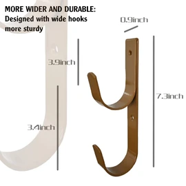 2 PCS Set Wide Pool Pole Hangers Heavy Duty Aluminium Holder Hooks with Screws Perfect Hook Holders for Telescopic Poles,Skimmers,Nets Brushes,Vacuum Hose Etc (Brown)