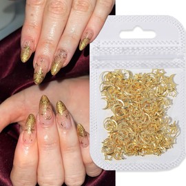 800Pcs Star Nail Charms for Nails 3D Nail Charms Alloy Star Moon Nails Rhinestones Bling Nail Designs Gold Nail Jewelry Nail Gems Nail Art Studs Manicure Kits for Women Girls Acrylic Nail Accessories