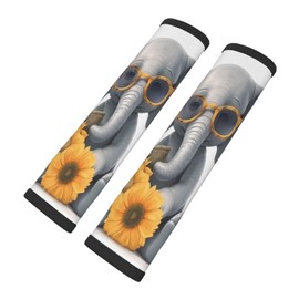 ANFXIEDU Elephant Sunflower Car Seat Belt Shoulder Pad 2 Pack, Soft Comfort Helps to Protect Your Neck and Shoulder