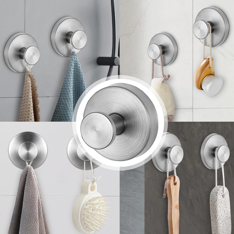 GOUKAWADA Stainless Suction Hooks for Bathroom, Vacuum Suction Hook Heavy