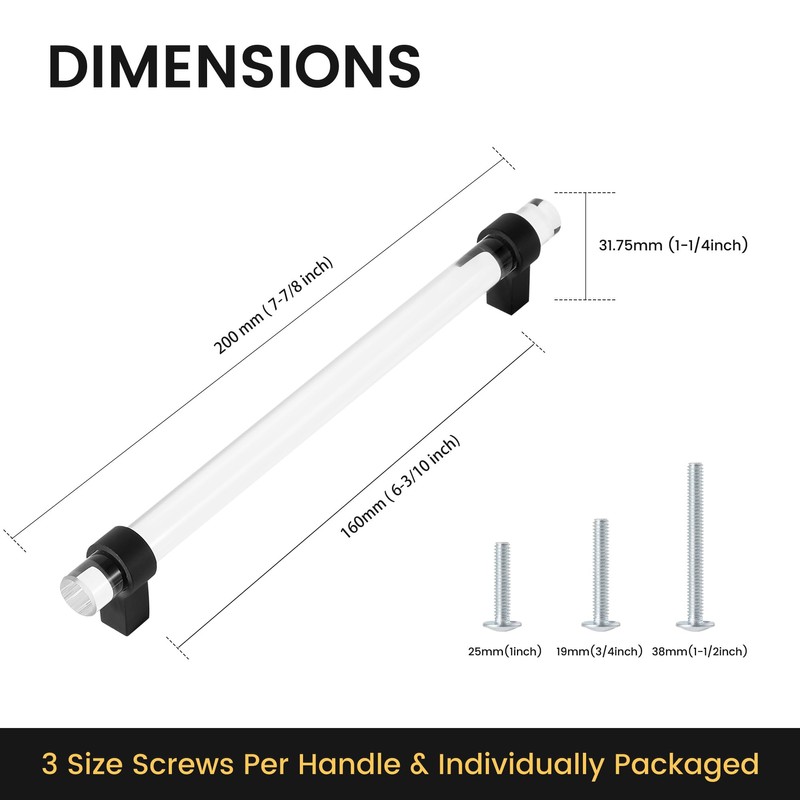 BonKuDoo 5 Pack Cabinet Pulls 6-3/10 Inch, Matte Black Kitchen