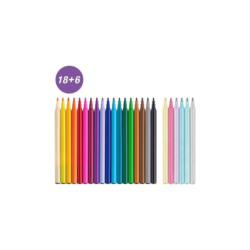 Limited Edition Unicorn Felt Tip Pens 18 Colours 6 Glitter