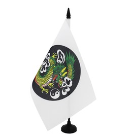 AZ FLAG - Chinese Dragon Yin and Yang Table Flag 8.25 x 5.5 inches - Small Dragon China Flag 100% Polyester with 25 cm Flag Stand and Black Plastic Base