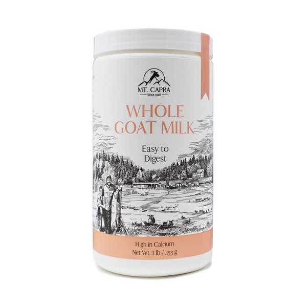 Whole Goat Milk by Mt. Capra | A Whole Goat Milk Powder from Non-GMO, Grass-fed Goats, Creamy, Great Tasting, Easy to Digest, A2 Milk - 1 pound