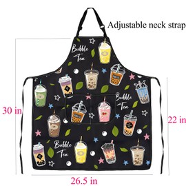 FUSTMW Bubble Tea Apron Bubble Tea Lover Gifts Boba Tea Gifts Bubble Tea Kitchen Cooking Chef Bbq Grill Aprons with Pocket, Bubble Tea Apron, One Size