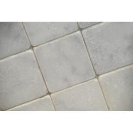 Tenedos Carrara Marble Italian White Bianco Carrera 4x4 Marble Tile Tumbled