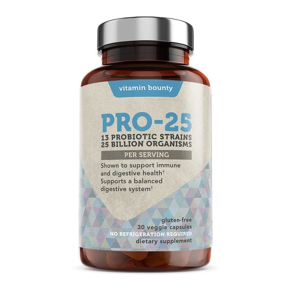 Vitamin Bounty Pro-Daily Probiotic - 13 Probiotic Strains, Gut Health, Digestive Health, Including Lactobacillus Acidophilus, Probiotic for Women and Men (Pro-25 Probiotics)