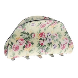 Women's Floral English Garden Print 8 cm Hair Clip Oval Cream