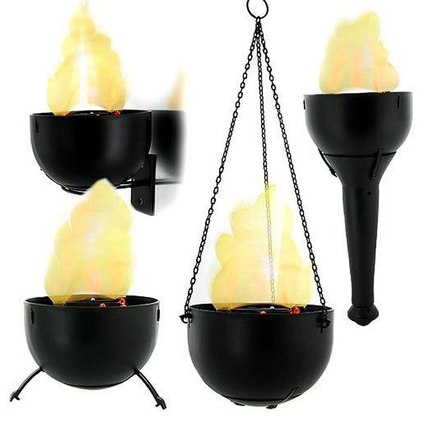 Lámpara de llama 4 en 1, llamas artificiales 3D que funciona con pilas, lámpara de fuego falsa con efecto realista, luz de llama colgante para decoración de club de escenario (negro)