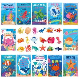30 Pcs Ocean Theme Under The Sea Bulletin Board Decoration Classroom Poster, Motivational Ocean Animal Positive Poster for Bulletin Board School Classroom Home Party Decoration Inspirational Supplies
