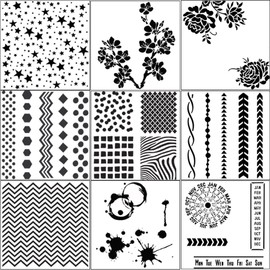 Lottoyday 9pcs/set flower DIY hollow design PET plastic stencil, perfect for textile design, wall design, windows, paper, scrapbooking, children's crafts, 14 x 13 cm / 5.51 x 5.12 inches