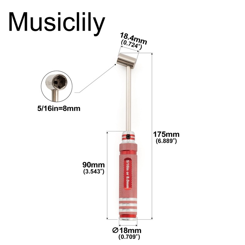 Musiclily Pro Hardened Steel 8mm 5/16 Inch Hex Socket Box