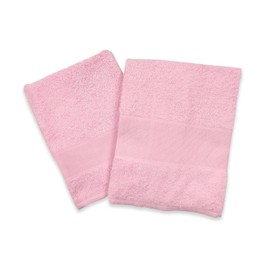Panini Tessuti, Set/Pair of Large and Small Towels. Aida Fabric for Embroidery 100% Cotton Sponge - Guest Towels, Bathroom Towels (Pink, WITHOUT EMBROIDERY)