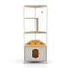 Heemab Corner Cat Tower with Scratching Post and Multi-Level Platforms,