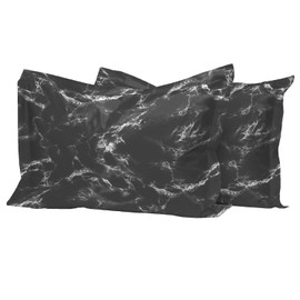 Pizuna Cotton Marble Black Printed King Size Oxford Pillow Cases 2 Pack, 100% Long Staple Combed Cotton King Size Pillow Cover, Sateen Weave King PillowCases 50x90 cm (Printed Pillowcases)