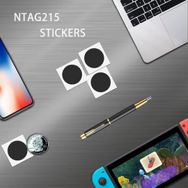 Pack of 12 NFC Tag Stickers Black NFC Sticker Tags Ntag215 Tag NFC Chip 504 Bytes Compatible with TagMo iOS Shortcuts App and All NFC-Enabled Devices