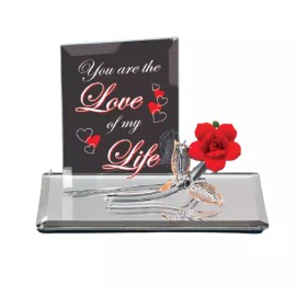 Glass Baron Red Rose My Love Handcrafted Glass Figurine Gifts