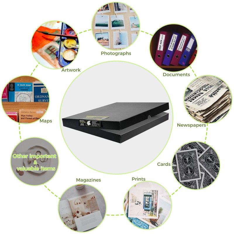 Lineco 16x20 Black Clamshell Archival Folio Storage Box, 1.75" Deep.