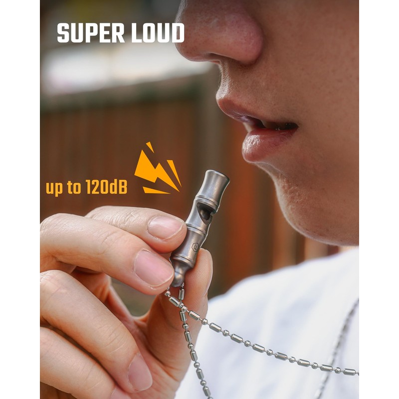 KeyUnity KA55 Titanium Emergency Whistle with Chain, Loud Emergency, Referee