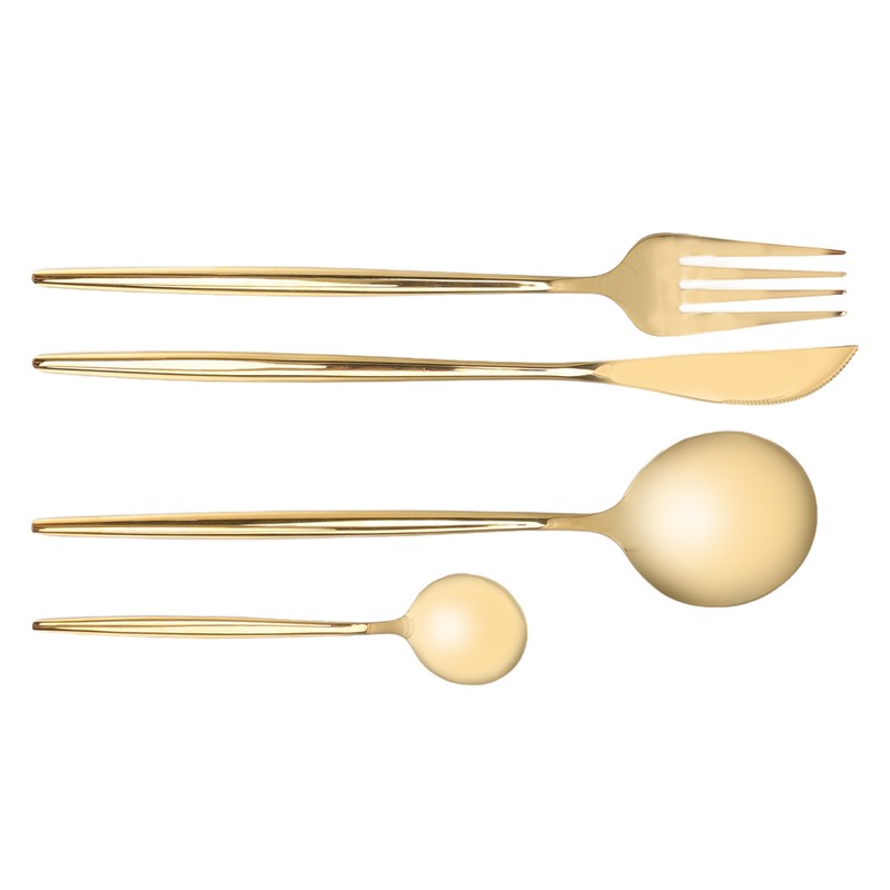 24Pcs Gold Silverware Set Knife Fork Spoon Rustproof Stainless Steel