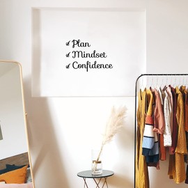 Vinyl Wall Art Decal - Plan Mindset Confidence - 22" x 15" - Check List Design Motivational Quote Sticker for Home School Bedroom Goals Work Office Living RoomClassroom Decor (Black)