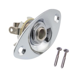1Pcs 1/4 Inch Oval Guitar Input Output Jack Plate Socket with Screws for Most Electric Guitar Replacement Parts (Chrome)