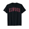 Elwood Indiana Souvenir College Style Red Text T-Shirt, black